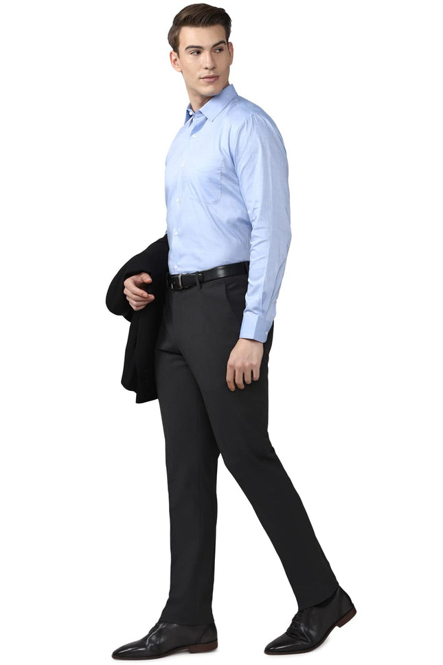 Peter England Men's Solid Slim Fit Shirt (PESFMNUBG81861_Light Blue 46) 