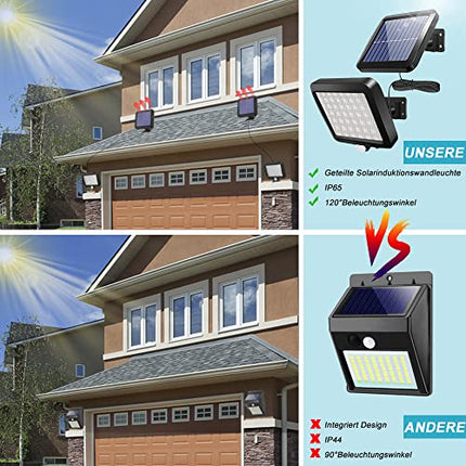 BENMA Solar Lights for Outdoors, 56 LEDs, Solar Lights, 120° Super Bright Solar Wall Light with Motion Sensor, IP65 Waterproof Garden Security Wall Light with 5 m Cable 