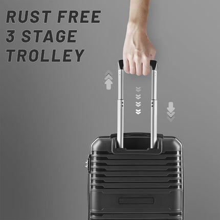 Aristocrat Harbour Cabin Trolley Bag 55 cm | Small | Polypropylene Hardshell Sided Luggage | Smooth 8-Wheel Suitcase | Combination Lock with Sturdy Zipper| 7-Year Warranty - Unisex (Black) 