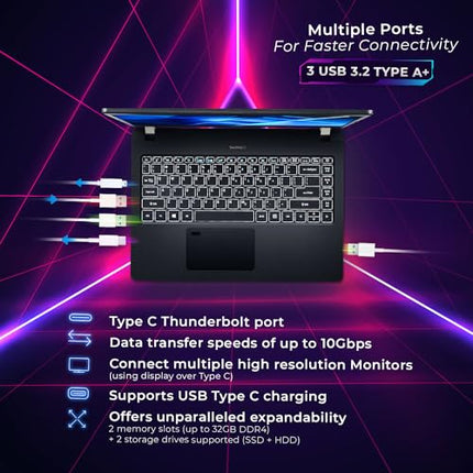 Acer Travelmate Business Laptop Intel Core i5-1135G7 Processor (16GB DDR4/ 512GB SSD/Intel Iris Xe Graphics/Windows 11 Home) TMP214-53 with 35.56 cm (14") Full HD Display 
