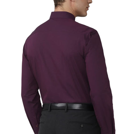 Peter England Men's Solid Regular Fit Shirt (PESFMNUBT16980_Purple 40) 