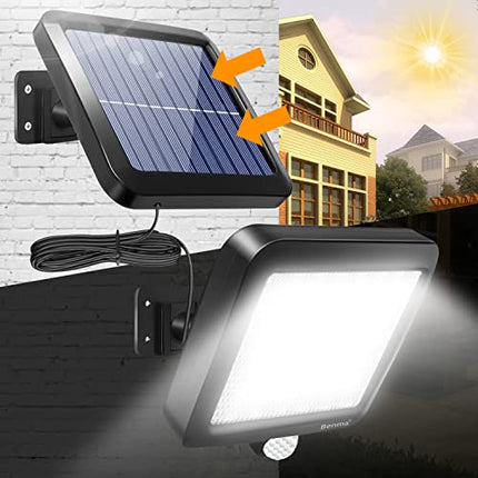 BENMA Solar Lights for Outdoors, 56 LEDs, Solar Lights, 120° Super Bright Solar Wall Light with Motion Sensor, IP65 Waterproof Garden Security Wall Light with 5 m Cable 