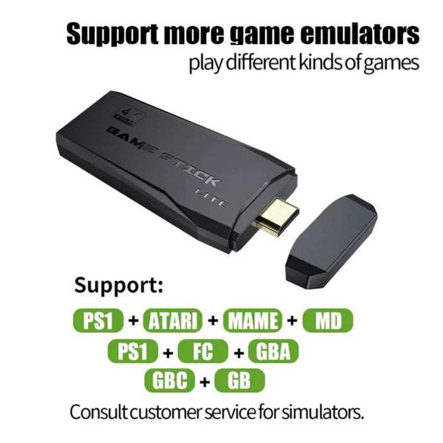 Play Zone Retro Wireless Gaming Console | 64GB Game Stick with 15000+ Classic Games | Dual Wireless Controllers | 4K HDMI Output | HD Sound | Plug & Play for Smart TV, PC, Laptop, Projector 