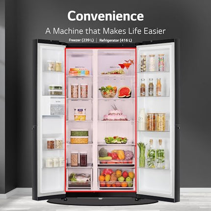 LG 655 L Frost Free Smart Inverter Double Door Side by Side Refrigerator (GL-B257HWBY, Western Black, Express Freezing | Multi Air-Flow) 