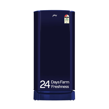 Godrej 183 L 3 Star | Farm Fresh Crisper Technology | Turbo Cooling Technology | Wide Shelf | Jumbo Vegetable Tray | Wired Shelves Direct Cool Single Door Refrigerator (RD R190C WRF NY BL, Navy Blue) 
