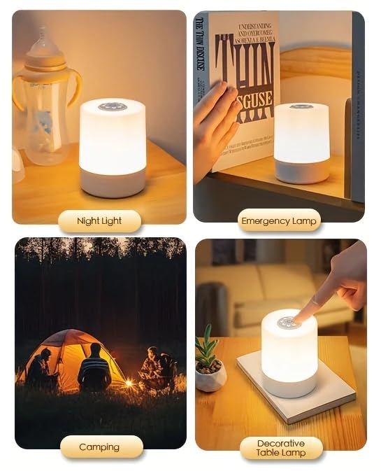 Niwlix Plastic Touch Control LED Table Lamp Night Light for Bedroom Rechargeable Brightness Adjustable Dimmable for Bedroom, Living Room, Study, Multicolour 