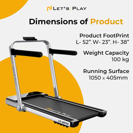 Let's Play Walking Pad Treadmill for Home Foldable 4.5HP Peak DC Motor - Foldable Under Desk Running Machine, 12km/hr Speed, 120kg Capacity (1 Year Warranty) 