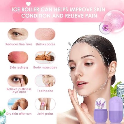 Stewit Ice Face Roller Silicone Facial Cube for Eyes Neck Massage Remove Dark Circle Pore Shrink Face Beauty Skin Care Ice Mould Kitchen Tools (Multicolor) 