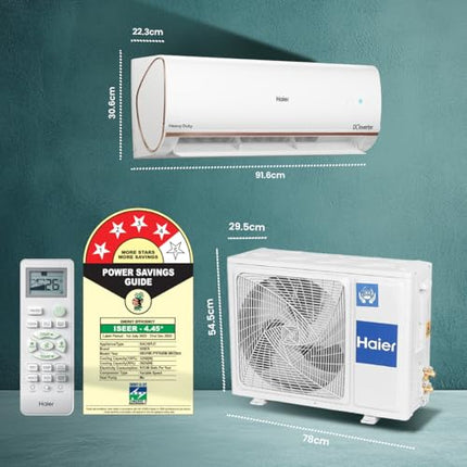 Haier 1.5 Ton 4 Star Triple Inverter Smart Split AC (5250 Watts, Copper, Wi-Fi, 4-Way Swing, 7 in 1 Convertible, Frost Self Clean, HD Filter, Cools at 60°C - HSU18K-PYFR4BN-INV, White) 