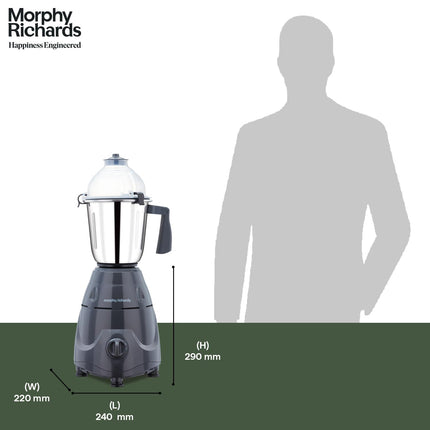 Morphy Richards Icon Superb 750 Watts Mixer Grinder| 4 Stainless Steel Mixer Jars Including Juicer Jar| 3-Speed Control With Pulse Effect Mixie| 1-Yr Warranty By Brand| Dark Grey 