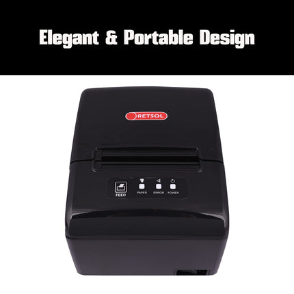RETSOL RTP-82UE 200mm Thermal Receipt Printer with LAN Interface & USB Connectivity Monochrome Desktop Barcode Printing and Label Printing Compatible with Windows & Linux (1 Pc) 