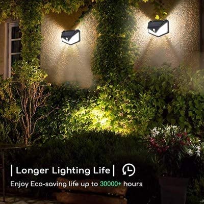 BRITSPEAR 1000Lm Automatic On/Off Waterproof Solar LED Light with Motion Sensor, Deck Garage DC Lamp_Warm White (Pack of 3,1800 Milliamp Hours)(Plastic) 