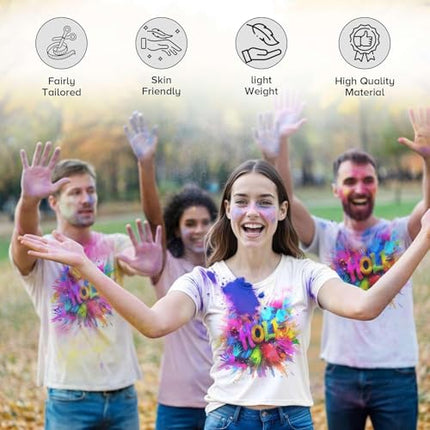 Niku Graphic Printed Holi T-Shirt for Family, Unisex, Kids, Baby | Casual Half Sleeve Round Neck Tshirt | 100% Cotton | Pack of 3 