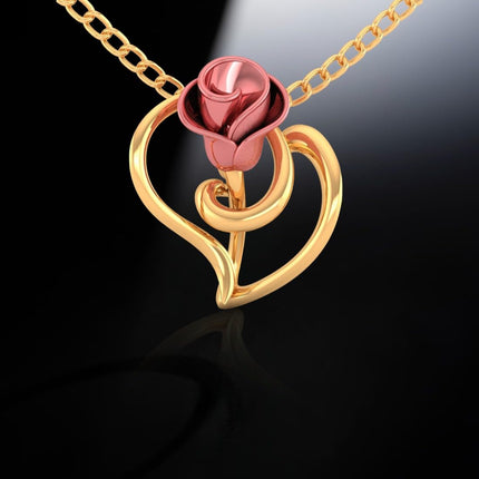 P.C. Chandra Jewellers Women's & Girl's 14kt (585) Yellow Gold With A Rose On A Leaf Design Pendant (without Chain) - 0.6 Grams 