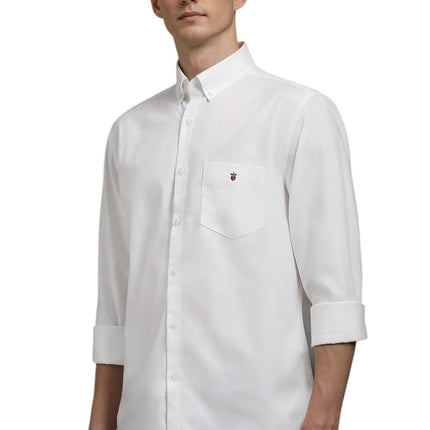 Louis Philippe Cotton Men's Solid Slim Fit Shirt (LYSFCSLB050208_White, 42 