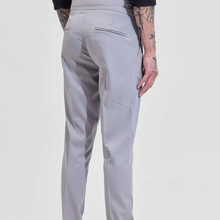 SNITCH Men's Light Grey Ankle Length Gurkha Slim Fit Mid Rise Trousers, 32 