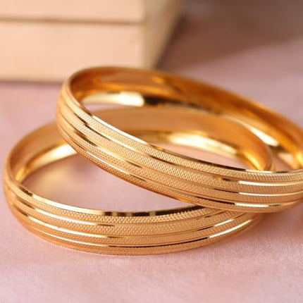 Zeraki Jewels Women's Traditional Gold Plated Anamika Bangle (Set of 2) 