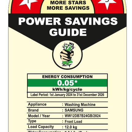 Samsung 12 kg, 5 Star, AI Control, Super Speed, Wi-Fi, Hygiene Steam with Inbuilt Heater, Digital Inverter, Fully-Automatic Front Load Washing Machine (WW12DB7B24GBTL, Black) 