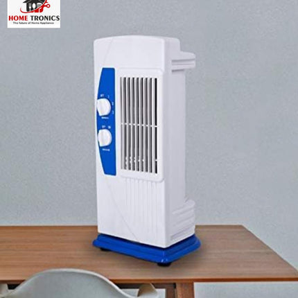 Hometronics Tower Fan For Home| Lightweight Portable Tower AC| Tough Blower With 3 Speed Control| Cooler for home|, Low Power Consumption and Anti-Rust Body, (BLUE & WHITE) 