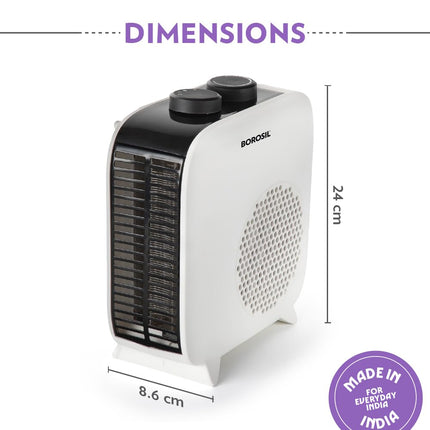 Borosil 2000W Blitz Portable Electric Fan Room Heater (Made in India) | Variable Temperature Control, Horizontal & Vertical Placement | Room Heater Blower, Overheat Protection | 1 Year Warranty 
