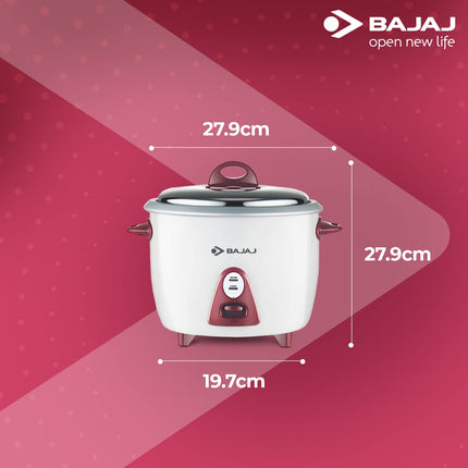 Bajaj Majesty New RCX 3 350-Watt Multifunction Rice Cooker (White/Pink) 