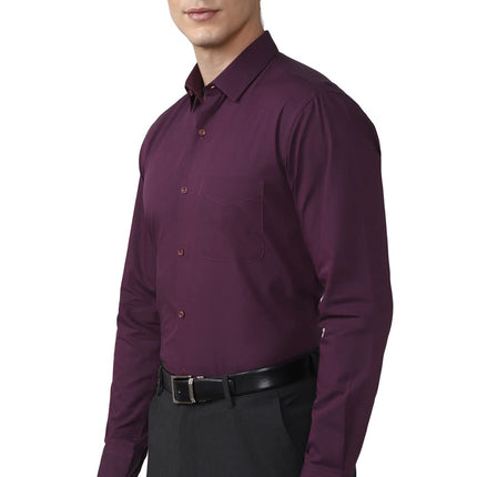 Peter England Men's Solid Regular Fit Shirt (PESFMNUBT16980_Purple 40) 
