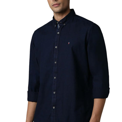 Louis Philippe Men's Slim Fit Shirt (LRSFNSLPR07977_Navy 