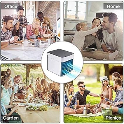 EYUVAA LABEL Portable Mini AC Cooler for Room Cooling Fan USB Powered Mini Cooler For Travel Rechargeable Fan, Portable Air Conditioners for Home Fan with light, Humidifier, Air Purifier (Multicolor) 