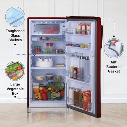 Haier 175 L, 2 Star, Direct-Cool Single Door Refrigerator (HED-182RS-N, Red Mono, 2024 Model) 