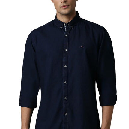 Louis Philippe Men's Slim Fit Shirt (LRSFNSLPR07977_Navy 