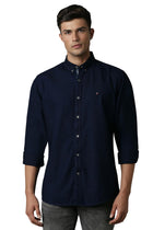 Louis Philippe Men's Slim Fit Shirt (LRSFNSLPR07977_Navy 