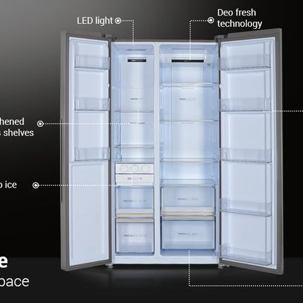 Candy 602 L Frost Free Side by Side Refrigerator with 100% Convertible Technology, Digital Control Panel and Magic Convertible Cooling 2-door (Shiny Steel, CSS6600TS) 