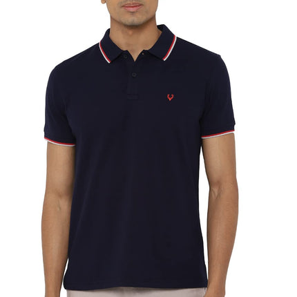 Allen Solly Men's Cotton Regular Fit Polo T-Shirt (ASKPQRGFW82524_Navy_Large) 