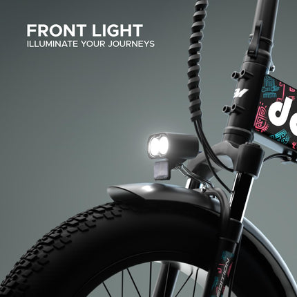 EMotorad Doodle Pro Fat-Tire Foldable Electric Mountain Bike – 250W Rear Hub Motor, 12.75Ah Removable Li-ion Battery, C6+ Display, Front/Rear Lights with Side Indicators 
