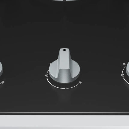 Bosch Built in Gas Hob Black Tempered glass Glass 3 Burner Auto Ignition 70 cm 2 Mini Triple Ring Brass Burner and 1 Double Ring Brass (PMD83D31NX) 
