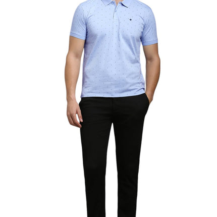 Louis Philippe Men's Cotton Regular Fit T-Shirt (LPKPMRGFV16285_Light Blue, Medium 