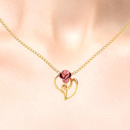 P.C. Chandra Jewellers Women's & Girl's 14kt (585) Yellow Gold With A Rose On A Leaf Design Pendant (without Chain) - 0.6 Grams 