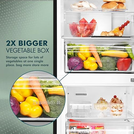 Haier 325 L, 3 Star, Convertible 14-in-1 Triple Inverter & Fan Motor Technology, with Display Frost Free Double Door Bottom Mount Refrigerator (HEB-333DS-P, Dazzle Steel, 2024 Model) 