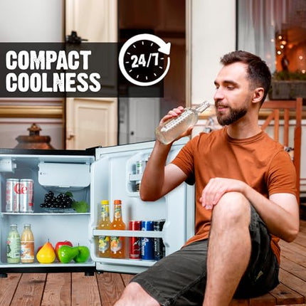 Rockwell 47L Mini Refrigerator – Compact Design, 2-Star Rated, Ideal for Small Spaces, Dorms, and Offices, Features Reliable Cooling and Adjustable Shelves with Chiller Tray, Black 