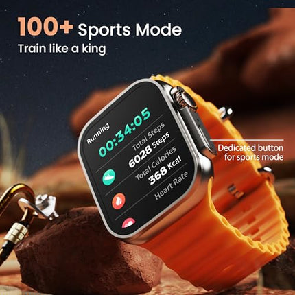 Boult Newly Launched Crown Smart Watch 1.95'' Display, Bluetooth Calling, Working Crown, Zinc Alloy Frame, 900 Nits Brightness, AI Voice Assistant, SpO2 Monitoring, 100+ Sports Mode (Orange) 