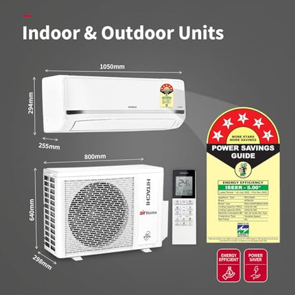 Hitachi 2 Ton Class 5 Star, 4-Way Swing, ice Clean, Xpandable+, Inverter Split AC (100% Copper, Dust Filter, 5500STXL RAS.V522PCBISH1, White) 