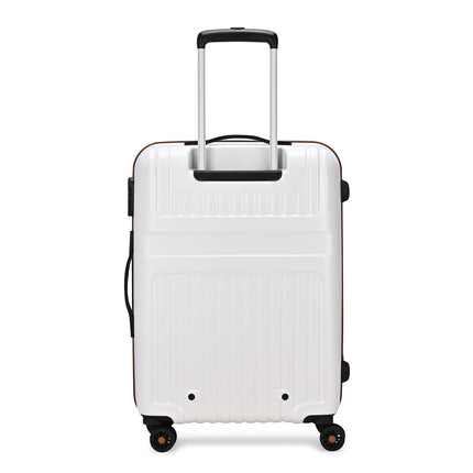 Aristocrat Atlas Check-in Trolley Bag 66cm | Medium | Hard Luggage | Smooth 8-Wheel Suitcase | Secure Combination Lock with Sturdy Zipper | Full Fabric Convipack | 3-Year Warranty (Pearl White) 