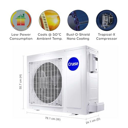 Cruise 1 Ton 3 Star Inverter Split AC with 7-Stage Air Filtration (100% Copper, Convertible 4-in-1, PM 2.5 Filter, CWCVBL-VQ1W123, White) 