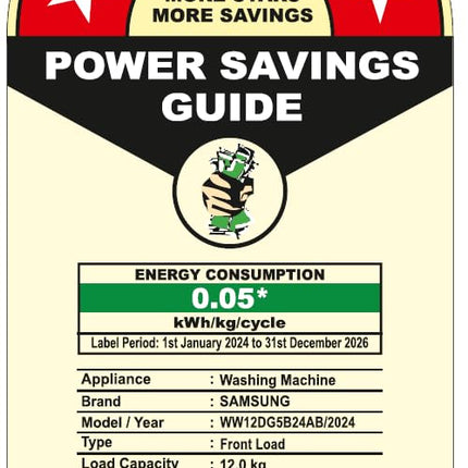 Samsung 12 kg, 5 Star, Super Speed, Wi-Fi, Hygiene Steam with Inbuilt Heater, Digital Inverter, Fully-Automatic Front Load Washing Machine (WW12DG5B24ABTL, Black) 