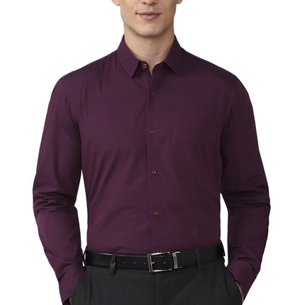 Peter England Men's Solid Regular Fit Shirt (PESFMNUBT16980_Purple 40) 
