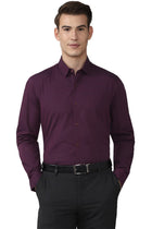 Peter England Men's Solid Regular Fit Shirt (PESFMNUBT16980_Purple 40) 