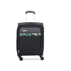 Aristocrat Commander 55Cms Premium Polyester with PVC Coating Softshell Sided Cabin Size 4 Wheels Small Black Inline Suitcase, Medium 