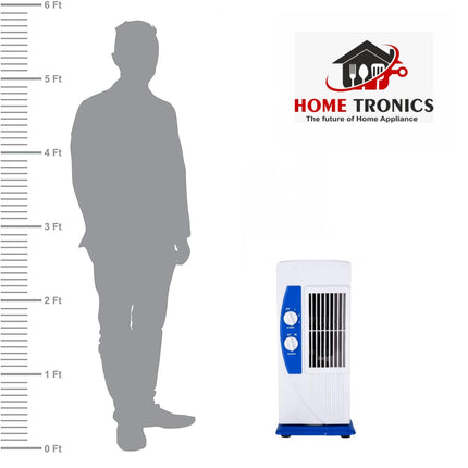 Hometronics Tower Fan For Home| Lightweight Portable Tower AC| Tough Blower With 3 Speed Control| Cooler for home|, Low Power Consumption and Anti-Rust Body, (BLUE & WHITE) 