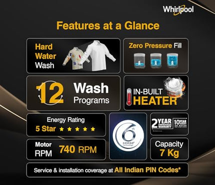 Whirlpool 8 Kg 5 Star Stainwash Royal Plus Fully Automatic Top Load Washing Machine (SW ROYAL PLUS H 8 KG GREY 10YMW with In-Built Heater) 