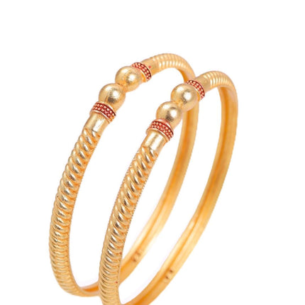 Zeraki Jewels Women's Traditional Gold Plated Sheetal Bangle (Set of 2) 